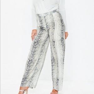 Snakeskin print wide leg pants